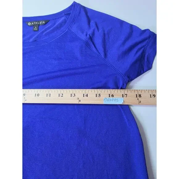 ATHLETA Vapor T-Shirt Royal Blue Active Sporty Sheer Short Sleeve SZ S - Picture 6 of 8